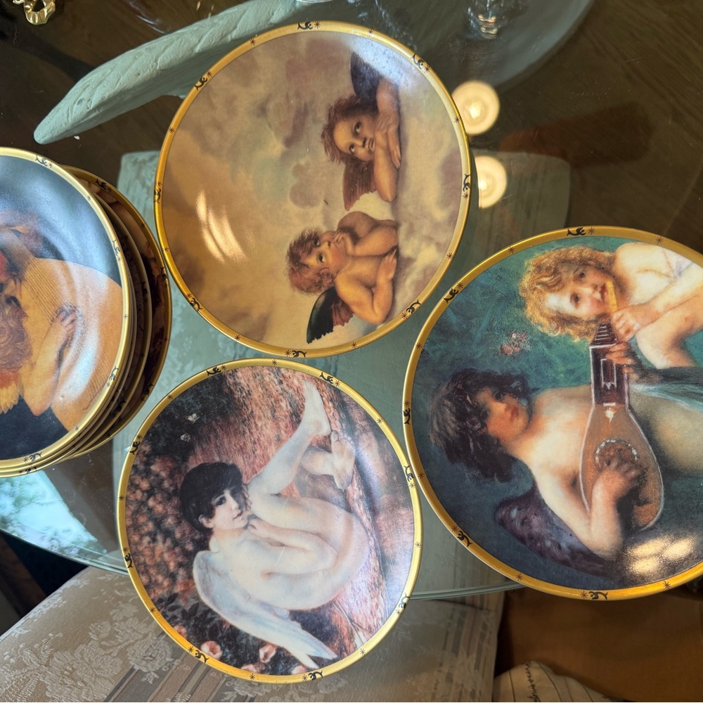 Lenox Set of Eight Cherub Plates in the Heaven Sent Plate Collection